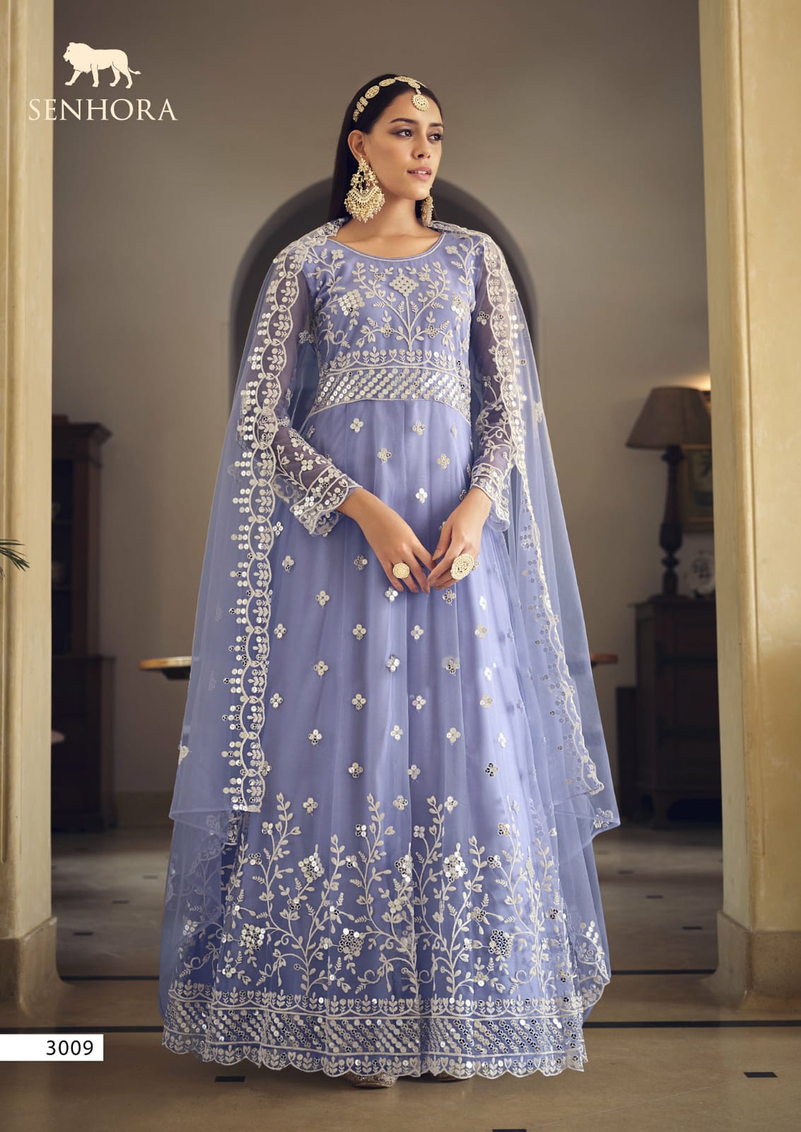 Senhora By Sarika Butterfly Net Gown Dress Material Catalog